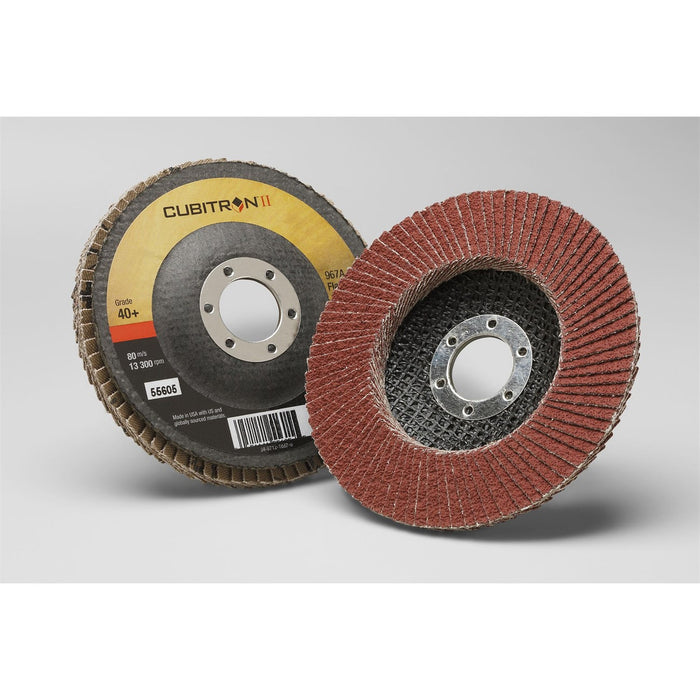 3M™ Cubitron™ II 967A Disc, 4 1/2 Inch Dia, 40 Grit, Right Angle, T27 10 Pack 70000148181