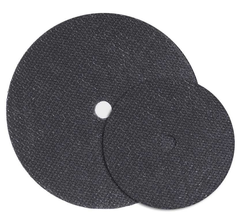 Walter 07Q045 Quick-Step interface pad 4.5", two flat black hook-and-loop discs shown front and back, grinder interface pad