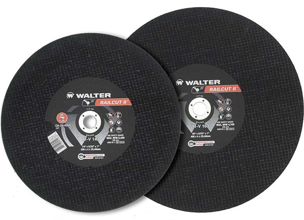 Walter 11V143 Railcut II abrasive wheel 14" x 5/32" x 1", ZA-24-RAIL, max 5,400 RPM, 355x4x25.4mm, cut-off wheel
