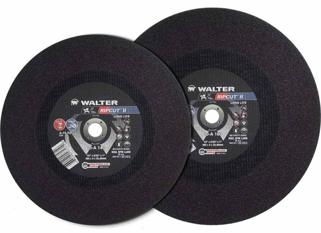 Walter 10A123 12x1/8x1-inch Ripcut II Long Life cut-off wheel, black abrasive disc with 1-inch arbor, cut-off wheel