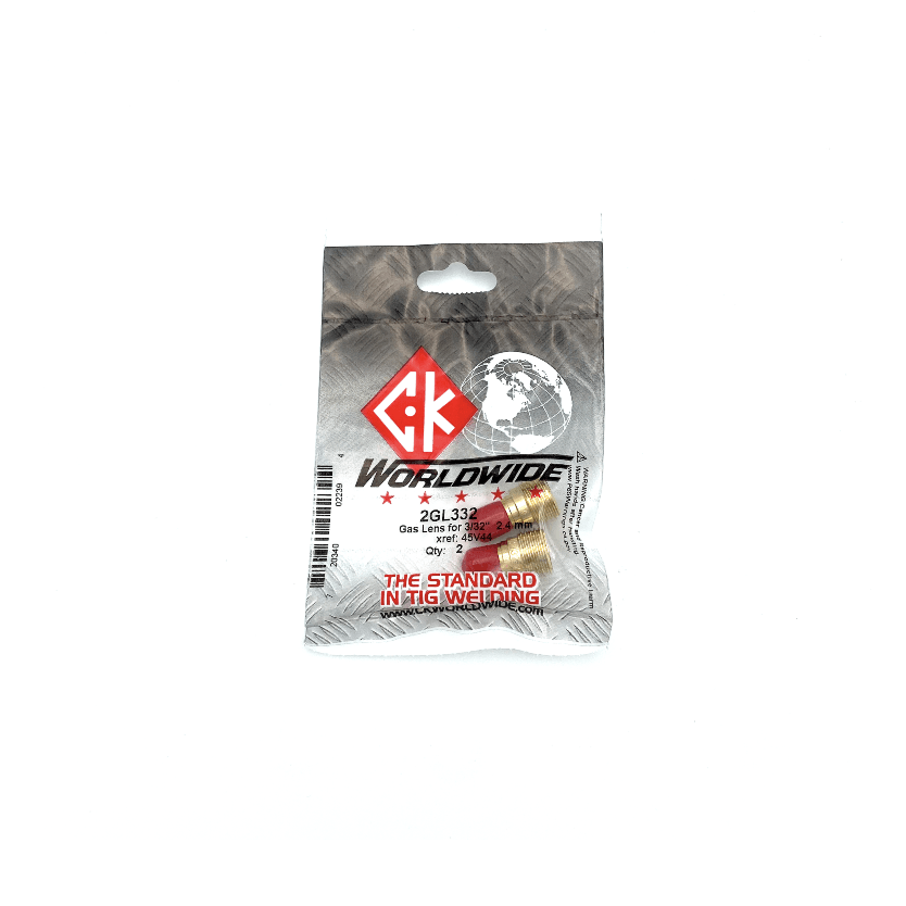 CK Gas Lens Collet Bodies for 9/20 Style Torches (Assorted Sizes 1/16, 3/32, 1/8 - 45V43/45V44/45V45) - 2 Pack