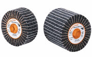 Walter 07K442 Two-In-One finishing drum 4.5" x 4" 80 grit, black flap abrasive, orange hub, max 3700 RPM, abrasive drum