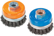 Walter 13G303 3" x .020" x 1/2"-13 knot-twisted cup brush with ring, two cups with ring and twisted wire, wire cup brush