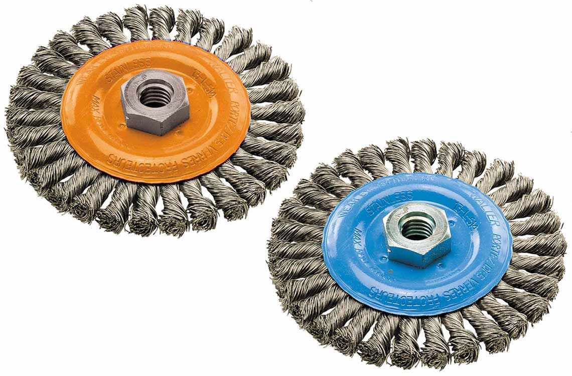 Walter 13L604 6" x 3/8" x 5/8"-11" Knot-Twisted Wire Wide Wheel Brush