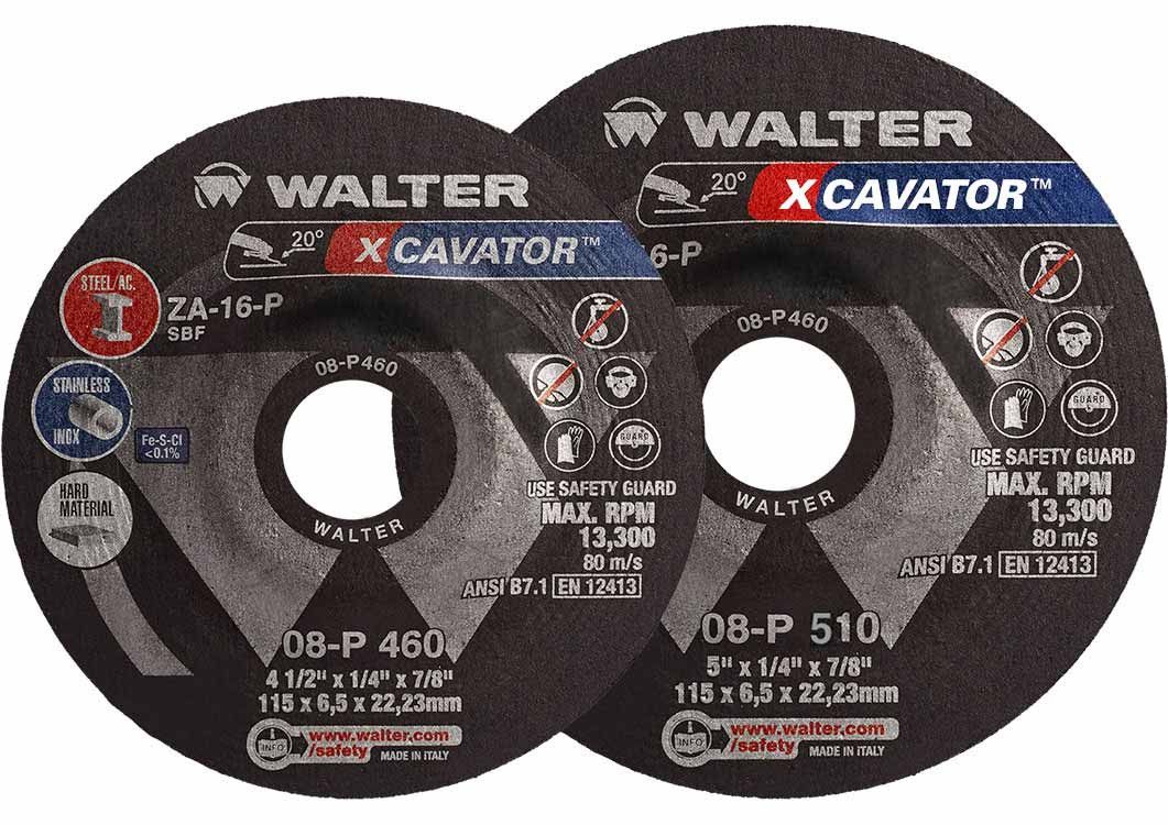 Walter 08P455 4.5" x 1/4" Metal Spin-On Xcavator Grinding Wheel