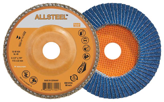 Walter 06W458 4.5" 80 Grit Spin-On ALLSTEEL™ Flap Disc