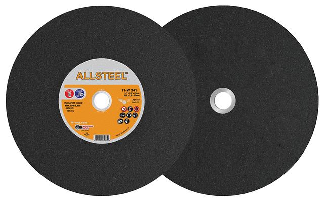 Walter 11W321 ALLSTEEL gas saw wheel 12" x 1/8" x 20mm, A24TBF, large black flat abrasive disc, chop saw wheel