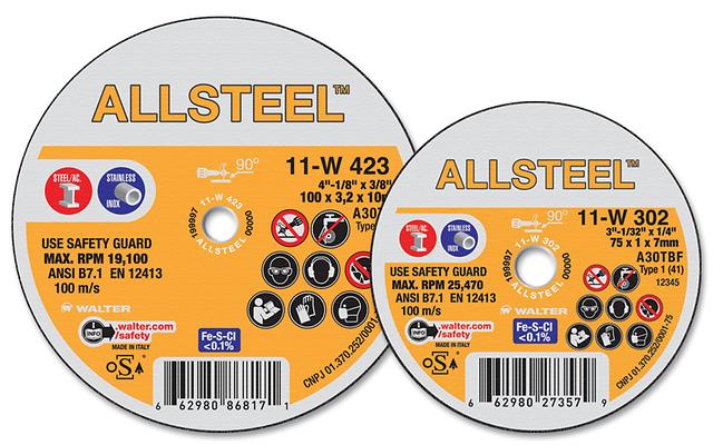 Walter 11W302 ALLSTEEL mini cut-off wheel 3" x 1/32" x 1/4", A30TBF, max 25,470 RPM, orange label, mini cut-off wheel