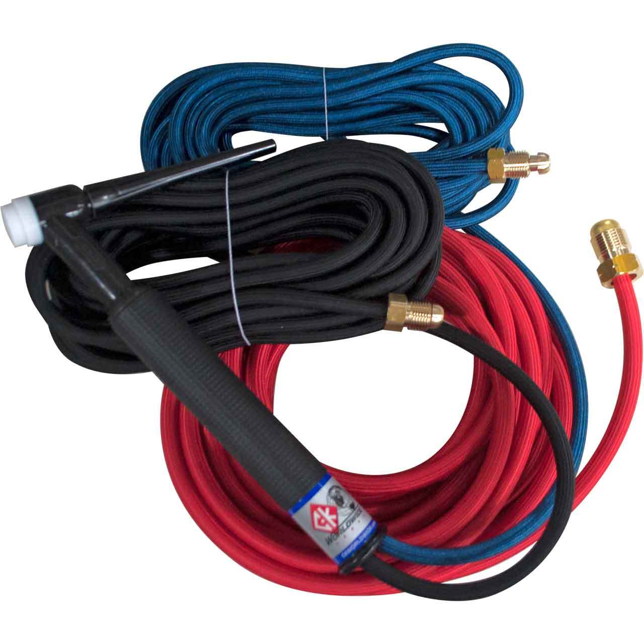 CK Worldwide | TIG Torch #18 - Water Cooled TIG Torch Kit, Flex, 350A, 3-Pc, W/ 25ft. Super Flex Cable
