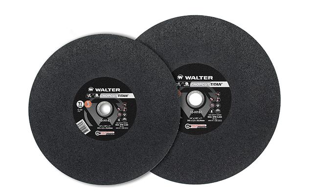 Walter 10H143 14x1/8x1-inch Chopcut Titan chop saw wheel, black abrasive disc with orange Chopcut Titan label, chop saw wheel
