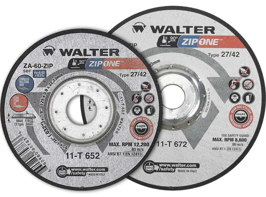 Walter 11T662 Zip One Type 27 cut-off wheel 6" x 1/32", ZA-60-ZIP SBF, max 8,600 RPM, 7/8" arbor, cut-off wheel